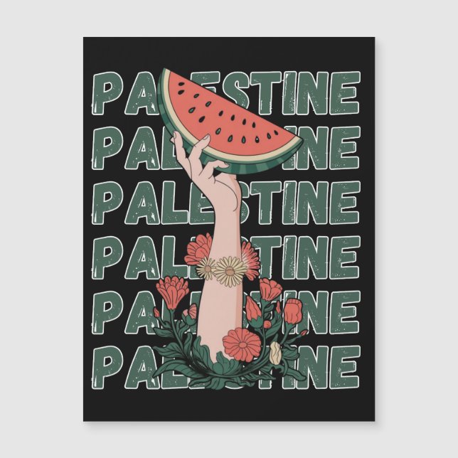 vattenmelon, blommor och palestinsk text Upprepa (Framsida)