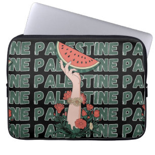 vattenmelon, blommor och palestinsk text Upprepa Laptop Fodral