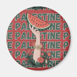 vattenmelon, blommor och palestinsk text Upprepa Magnet