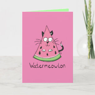 Vattenmelon Cat Cute Kids Kort