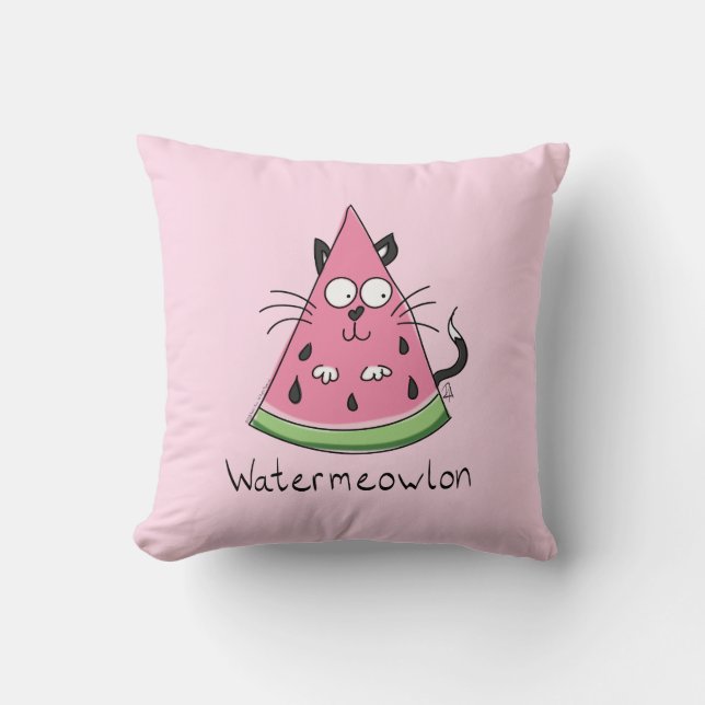 Vattenmelon Cat Cute Kids Kudde (Framsida)
