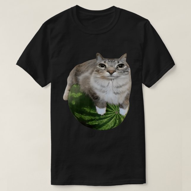 Vattenmelon Cat | Funny Meme Kattunge Art T Shirt (Design framsida)