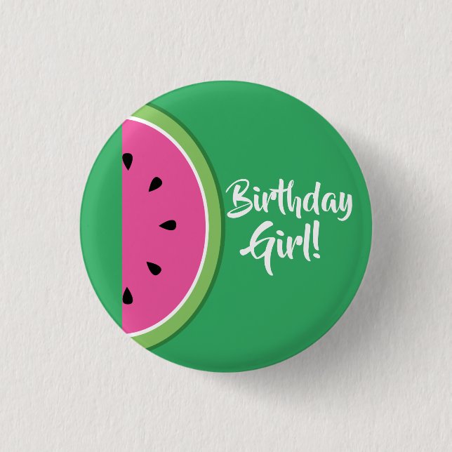 Vattenmelon Cute 1st Birthday Button Pin Knapp (Framsida)