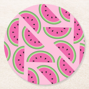Vattenmelon Cute Colorful 1:a födelsedagen Party Underlägg Papper Rund