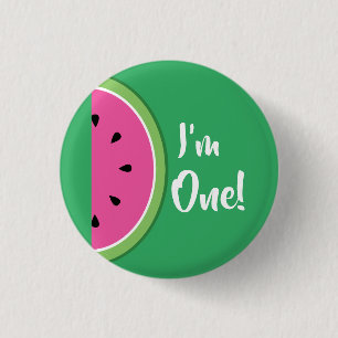 Vattenmelon Cute Kids 1:a födelsedagsknappen Pin Knapp