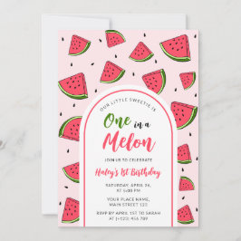 Vattenmelon Cute One i Melon 1:a Baby-födelsedagen Inbjudningar