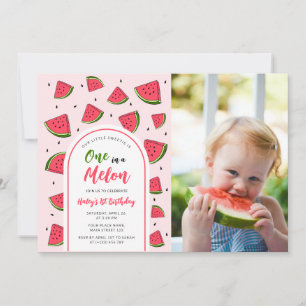 Vattenmelon Cute One i Melon 1:a Baby-födelsedagen Inbjudningar