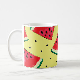 Vattenmelon Delar: Sommaren Gult Mönster Kaffemugg
