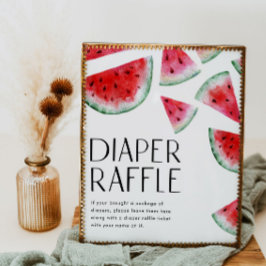 Vattenmelon Diaper Raffle Sign Poster