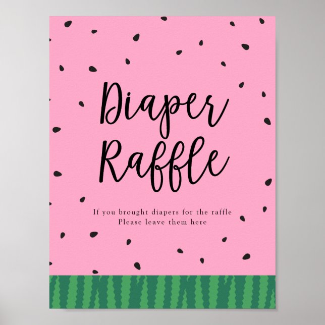 Vattenmelon Diaper Raffle Sign Poster (Framsidan)