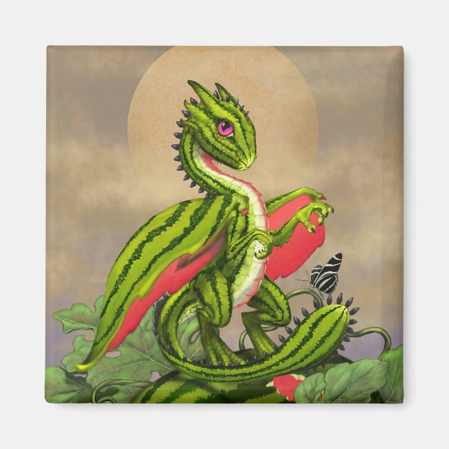 Vattenmelon Dragon Squagon, kylmagnet Magnet (Framsidan)