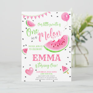 Vattenmelon en i en melon 1:a födelsedagen inbjudningar