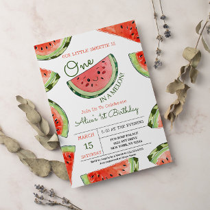 Vattenmelon en i en melon 1:a födelsedagen inbjudningar