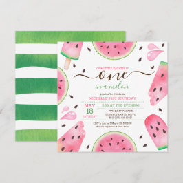 Vattenmelon En I En Melon 1:a Födelsedagsinbjudan Julkort