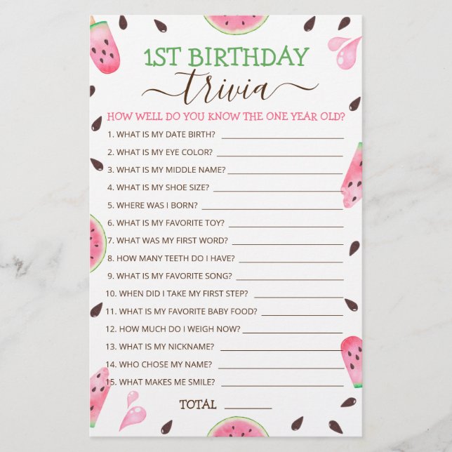 Vattenmelon en i en melon 1:a födelsedagslek (Framsida)