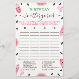 Vattenmelon en i en Melon Birthday Scattergories