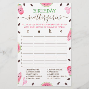 Vattenmelon en i en Melon Birthday Scattergories