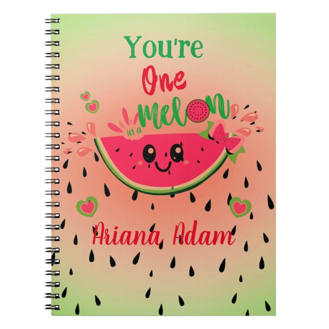 Vattenmelon En I En Melon Flickas Födelsedagsnamn  Anteckningsbok (Framsidan)