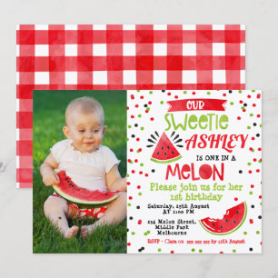 Vattenmelon en i en Melon födelsedagsinbjudan Inbjudningar