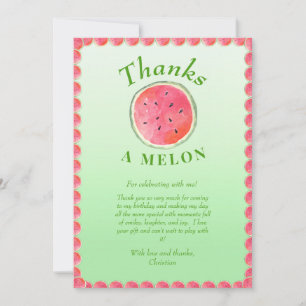 Vattenmelon en i en Melon första födelsedag Tack Kort