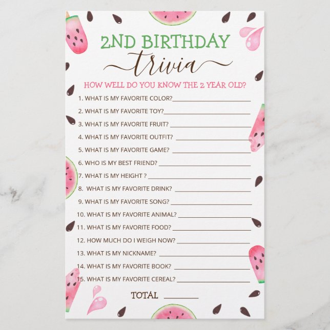 Vattenmelon en i ett Melon 2:a födelsedagspresent  (Framsida)