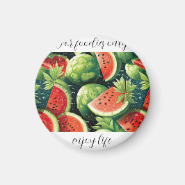 Vattenmelon, färsk med droppar av vatten magnet