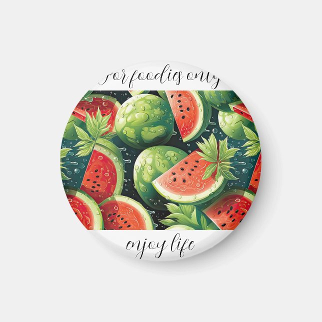 Vattenmelon, färsk med droppar av vatten magnet (Framsidan)