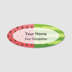 Vattenmelon Flagga 3,0 tum x 1,25 tum Oval Namn br Namnbricka