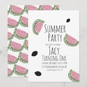 Vattenmelon Födelsedag Vattenfärg Sommar Frön Inbjudningar