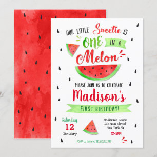 Vattenmelon Födelsedagsfest inbjudan