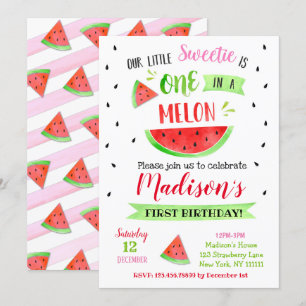 Vattenmelon Födelsedagsfest Inbjudningar