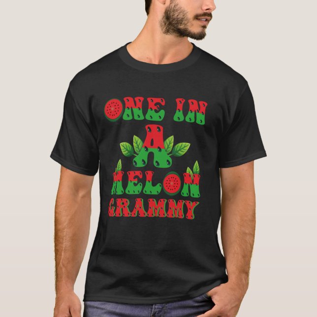 Vattenmelon Födelsedagsfest One In A Melon Grammy T Shirt (Framsida)