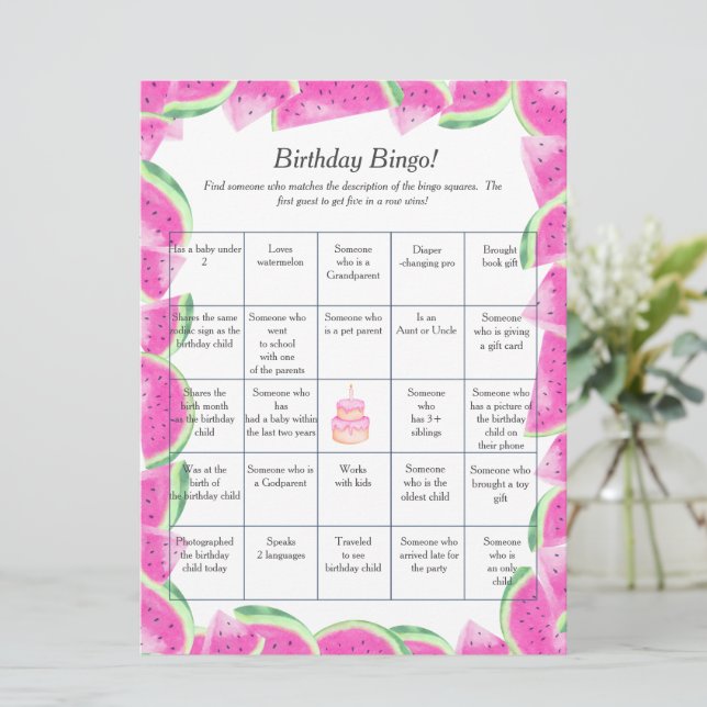 Vattenmelon Födelsedagsfynd Gästbingo spelkort Julkort (Stående Fram)