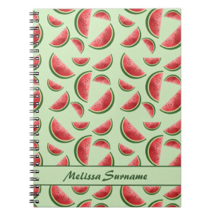 Vattenmelon Frukt Mönster På Grönt Med Anpassad Te Anteckningsbok