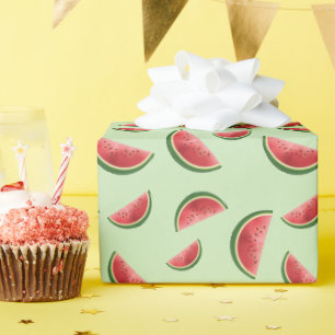 Vattenmelon Frukt Mönster På Grönt Presentpapper