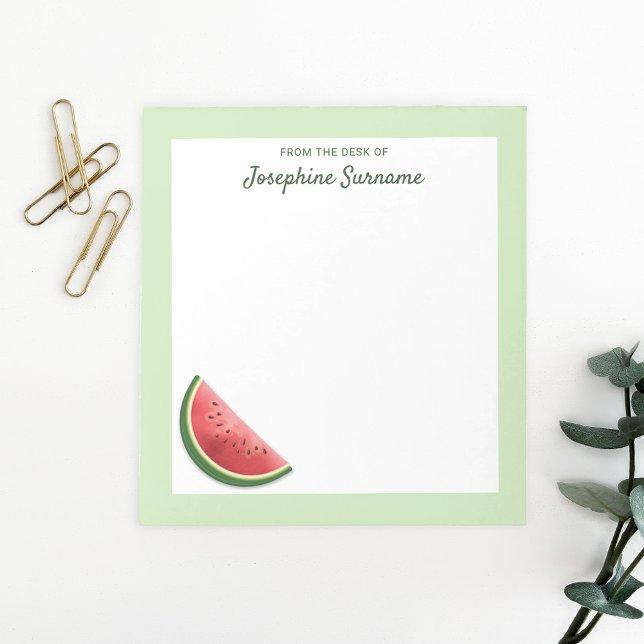 Vattenmelon Frukt Skiva På Grön Med Anpassad Text Anteckningsblock (Skapare uppladdad)