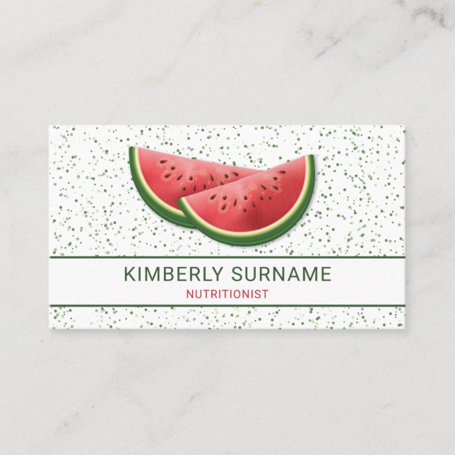 Vattenmelon Frukt Skivor Nutritionist Dietist Visitkort (Framsida)
