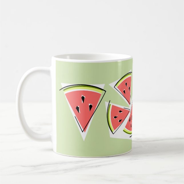Vattenmelon Grönt Line Kaffemugg (Vänster)