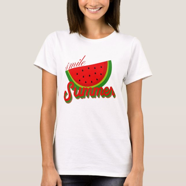 Vattenmelon i kiläge för kute sommarvärmeläge t shirt (Framsida)