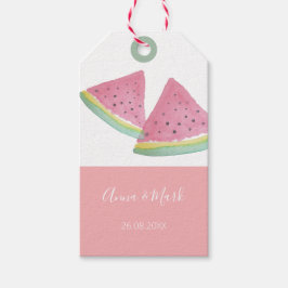 Vattenmelon Illustration Akvarell Handmålad Presentetikett