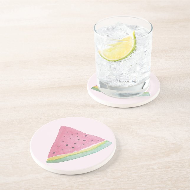 Vattenmelon Illustration Akvarell Handmålad Underlägg (Sidan)