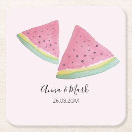 Vattenmelon Illustration Akvarell Handmålad Underlägg Papper Kvadrat