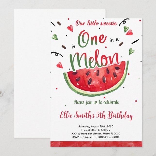 Vattenmelon Inbjudan (Fram/baksida)