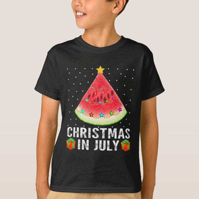 Vattenmelon Julgran  T Shirt (Framsida)
