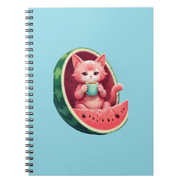 Vattenmelon Katt Kaffepaus Anteckningsbok (Framsidan)