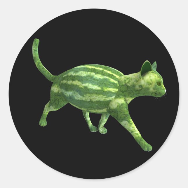 Vattenmelon Katt Runt Klistermärke (Framsida)