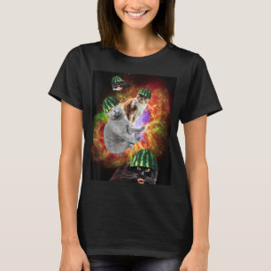 Vattenmelon Katt Rymd Galax Katter T Shirt