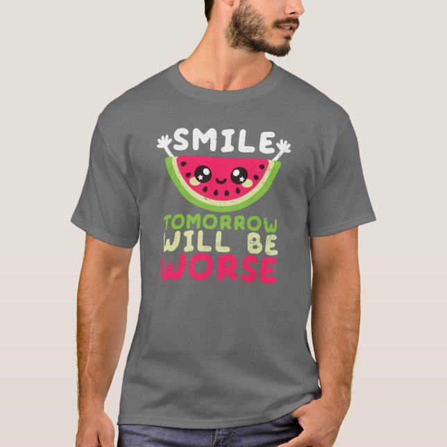 vattenmelon leende rolig t shirt (Framsida)