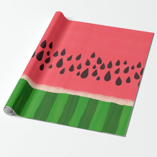 Vattenmelon med frön Mönster Presentpapper (Utrullad)