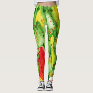 Vattenmelon med ljusa vattenfärger i abstrakt leggings